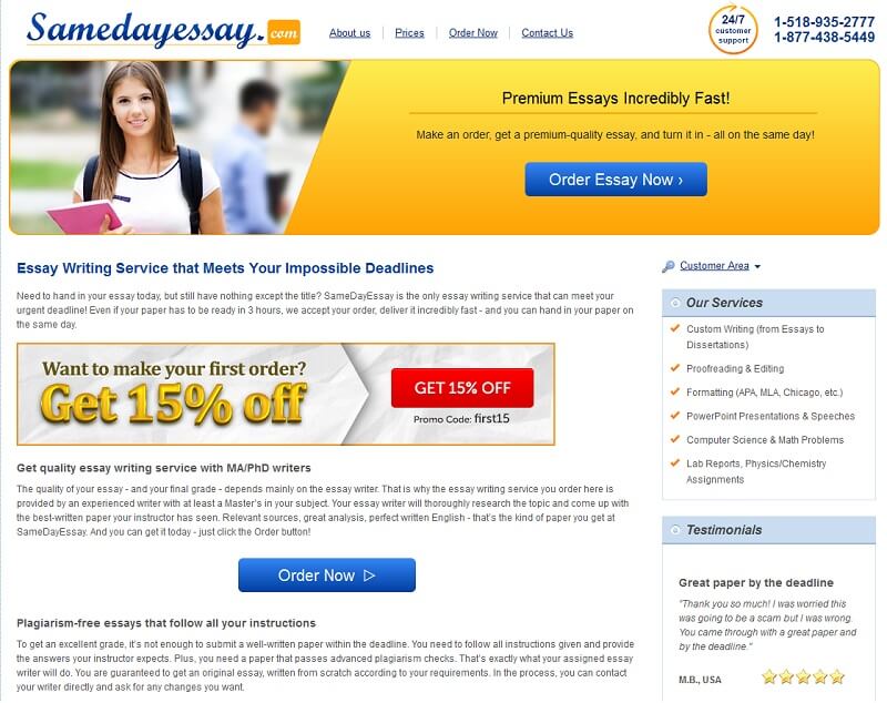 Samedayessay.com Essay Writing Service Review